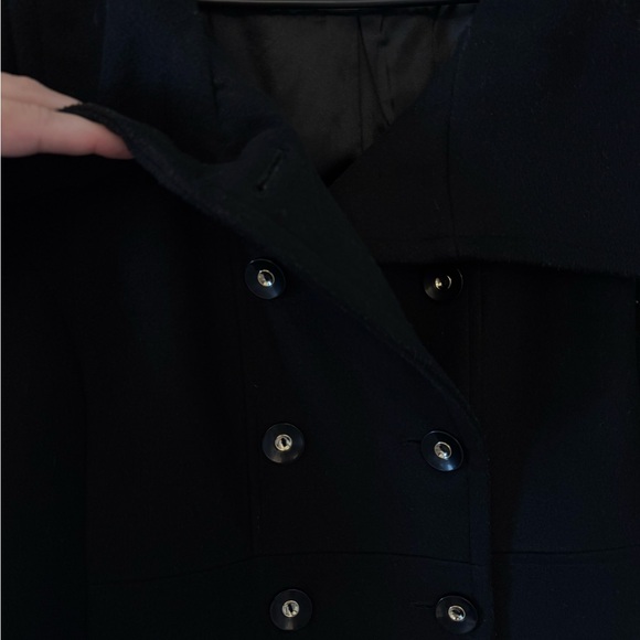 Women's Black Pea Coat Double Breasted Design - Picture 4 of 9